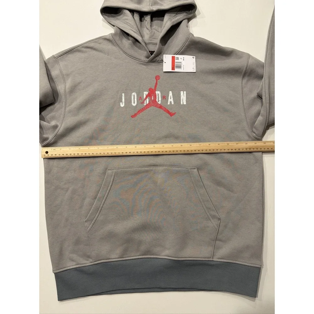 Jordan Brooklyn Fleece Jumpman Logo Pullover Hoodie Mens Grey Large HV5096-062